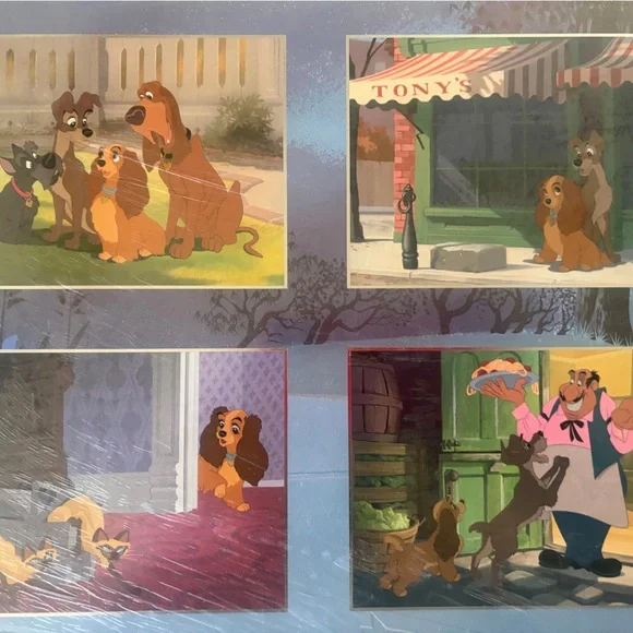 New and sealed Disney lithographs. 4 scenes from Lady and the Tramp. Beautiful! - Picture 3 of 3
